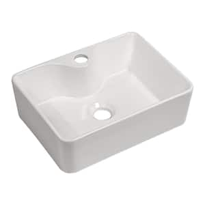 16 in. Framhouse Single Bowl in White Ceramic Rectangular Vessel Bathroom Sink, Modern 16"x12" Framhouse Kitchen Sink