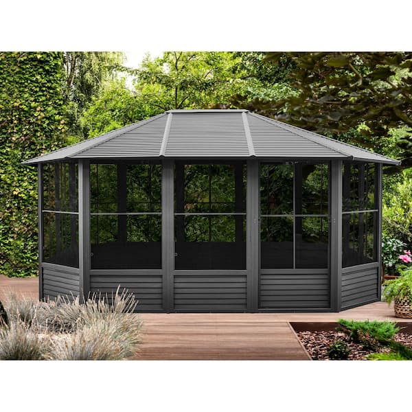 12 ft. x 15 ft. Florence Solarium Metal Roof Black
