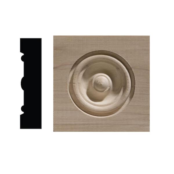 Ornamental Mouldings 13/16 in. x 3-1/2 in. x 3-1/2 in. Pine Bull's Eye Corner Block