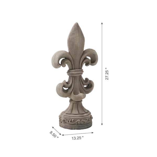 Glitzhome 27.25 in. H MGO Standing Fleur De Lis Garden Statue