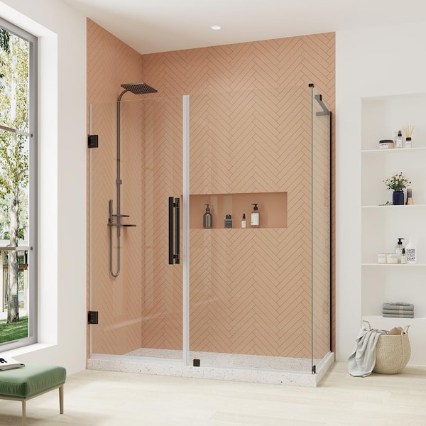 OVE Decors Tampa-Pro 61 1/8 in. W x 72 in. H Rectangular Pivot Frameless Corner Shower Enclosure in Oil Rubbed Bronze
