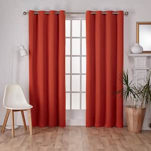 Sateen Mecca Orange Solid Woven Room Darkening Grommet Top Curtain, 52 in. W x 84 in. L (Set of 2)