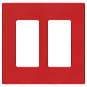 Claro 2 Gang Wall Plate for Decorator/Rocker Switches, Satin, Signal Red (SC-2-SR) (1-Pack)