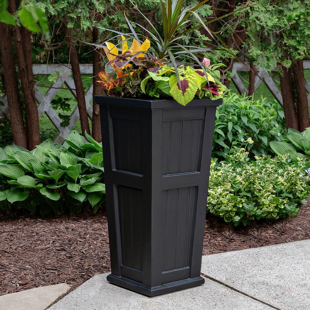 Cape Cod 32" Black Polyethylene Self-Watering Planter