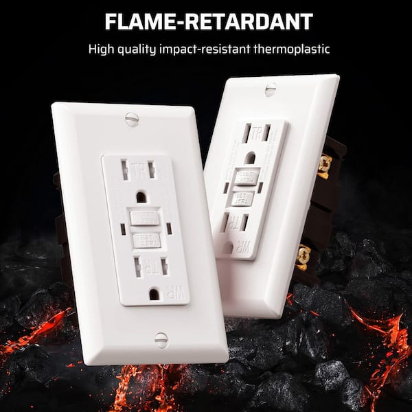 20 Amp 125-Volt Self-Test Tamper Resistant GFCI Duplex Outlet, White 2-Pack