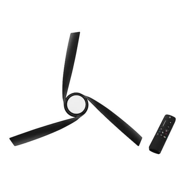 Tudor 56 in. Indoor Matte Black with Black Blades Ceiling Fan with Adjustable White Integrated LED with Remote Included