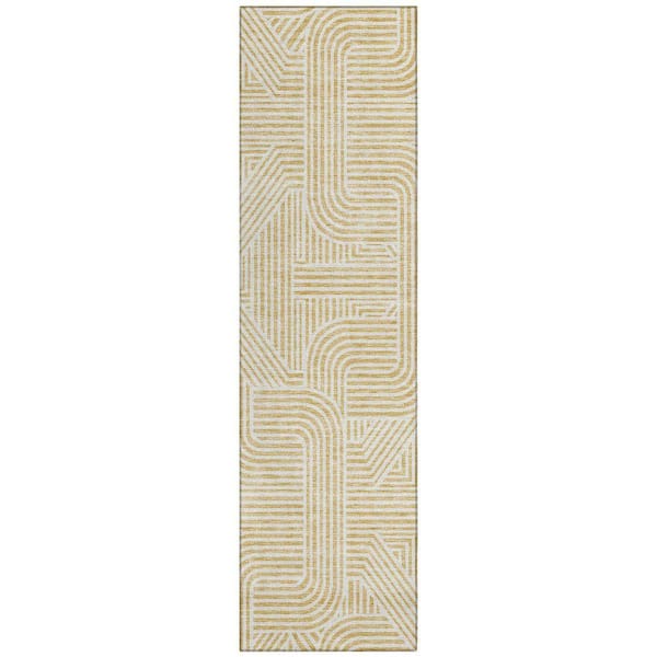 Chantille Machine Washable Indoor/Outdoor Abstract ACN917 Gold 2 ft. 3 in. x 7 ft. 6 in. Area Rug