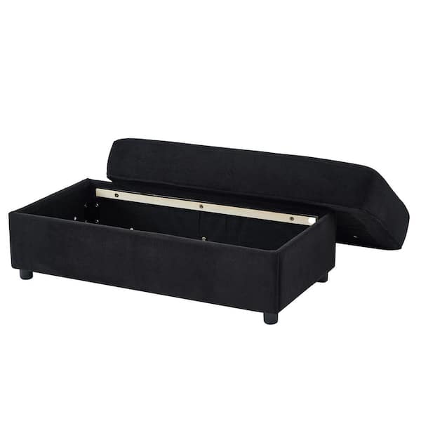 Harper & Bright Designs Black Chenille Chaise Lounge Sofa with