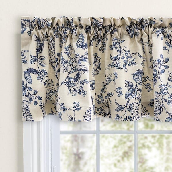 Waverly Garden 80 in. W x 13 in. L Cotton Tailored Valance in Indigo