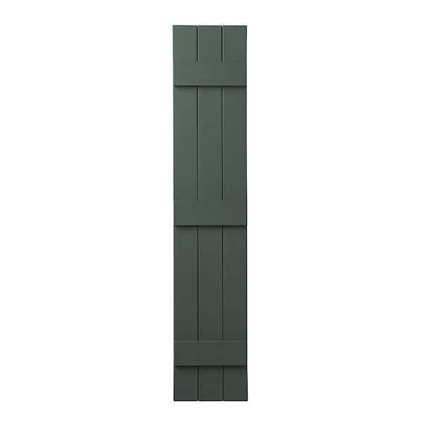 Ply Gem 11 in. x 63 in. Polypropylene Plastic 3-Board Closed Board and Batten Shutters Pair in Green