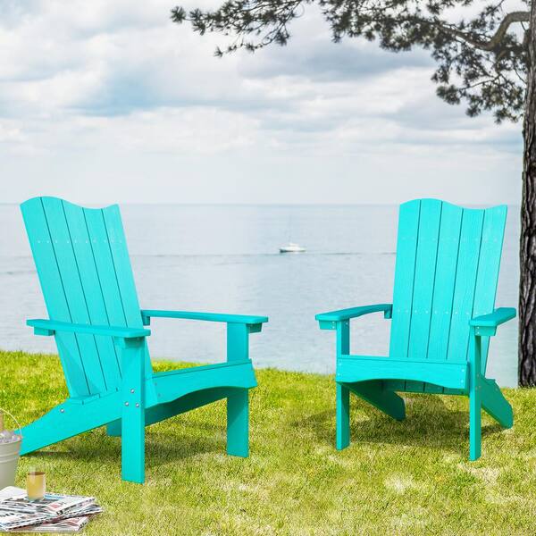 Lue Bona Wave Design Aruba Blue Plastic Adirondack Chair Set Of 2