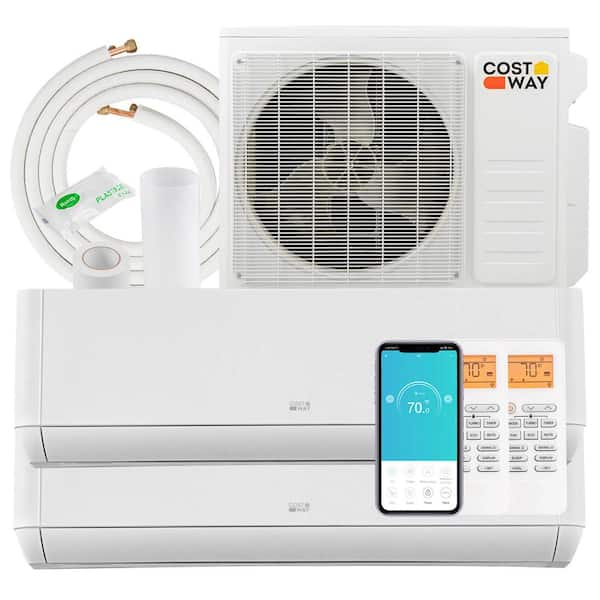 Costway 27K BTU 2-Zone 9K 18K BTU 22 SEER2 Mini Split Air Conditioner Work with Alexa