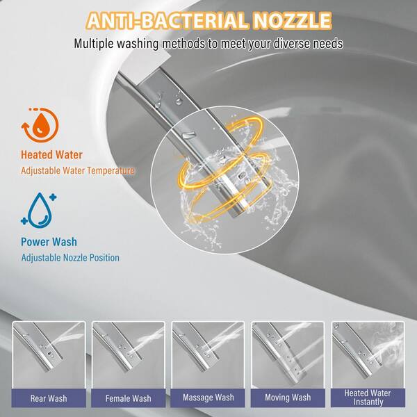 CASAINC Elongated Electric Smart Bidet Toilet with Auto Open, LED Display, and Warm Water Wash