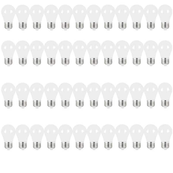 60-Watt Equivalent A15 Dimmable Filament CEC Title 20 White Glass LED Ceiling Fan Light Bulb Bright White 3000K(48-Pack)