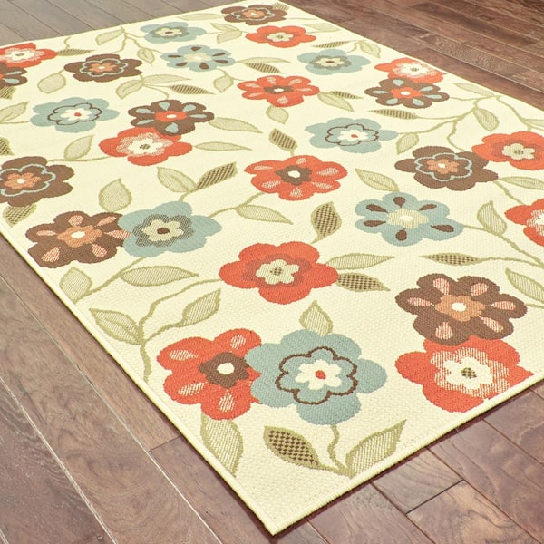 Summertime Cream 8 ft. x 11 ft. Indoor/Outdoor Patio Area Rug