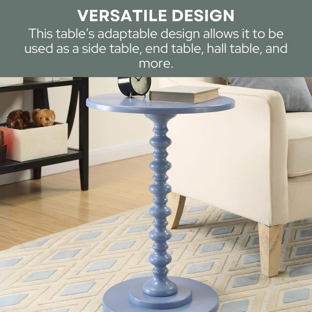 Palm Beach Blue Round Wood Spindle Side Table
