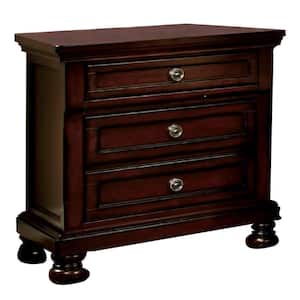 28.75 in. Brown 3-Drawer Wooden Nightstand