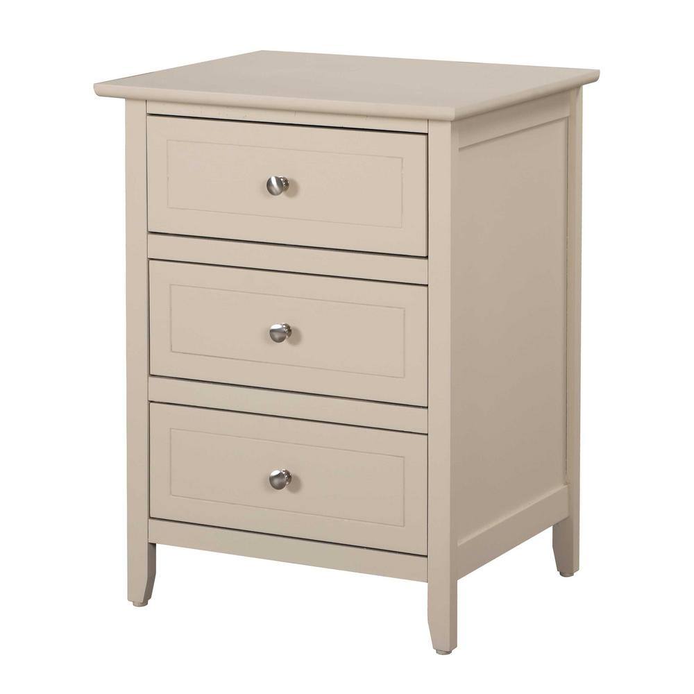 Daniel Beige 3-Drawer Solid Wood Nightstand