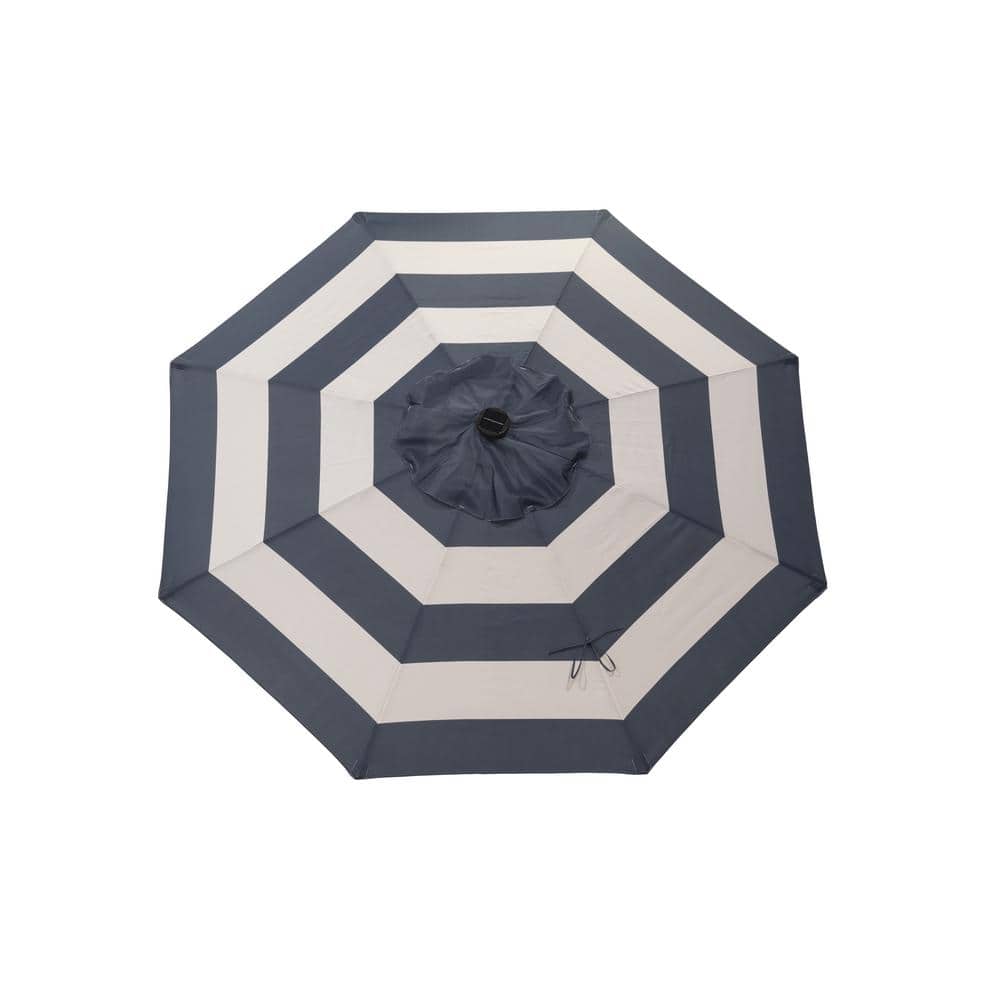 Navy Blue 9 ft. Aluminum Solar Patio Umbrella with LED Lights