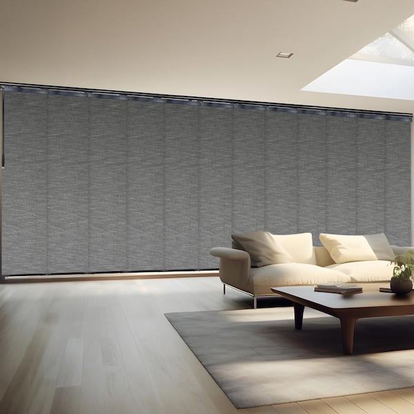 EMOH Heather 140 in. x 260 in. W x 94 in. L Adjustable 12-Panel, Black Double Rail Panel Track with 23.5 in. Slates