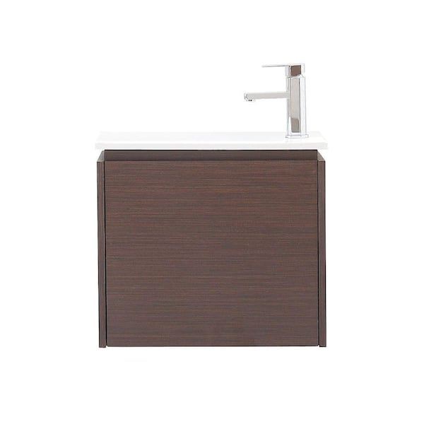Avanity Milo 21.9 in. W x 13.4 in. D x 20 in. H Vanity in Iron Wood with Vitreous China Vanity Top in White