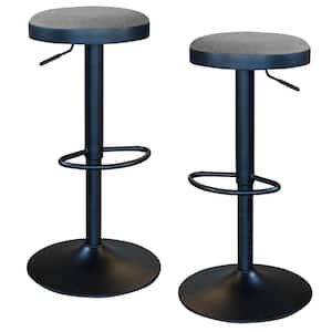 Classic 22.75 in. Charcoal Gray Fabric, Backless, Black Metal, Adjustable Height Bar Stool (Set of 2)