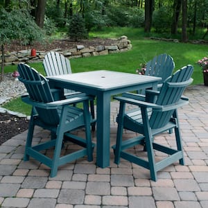 Hamilton Nantucket Blue 5-Piece Recycled Plastic Square Outdoor Balcony Height Dining Set