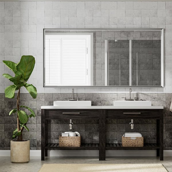 QueenFun 72 in. W x 36 in. H Rectangular Framed Aluminum Beveled