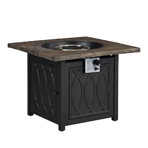 50,000 BTU Black Metal Outdoor Fire Pit Table with Adjustable Table Leg