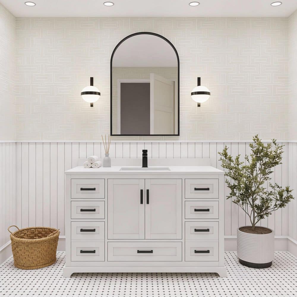Maya 42 in. Single Sink Freestanding White Bath Vanity with White Quartz Top Assembled price history on PriceWatchPro