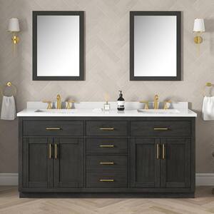 Bailey 72 in. W Freestanding Double Sink Bath Vanity in Matte Black with White Quartz Countertop