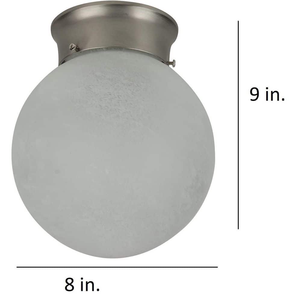 8-Inch Brushed Nickel Frosted Glass Globe Ceiling Light