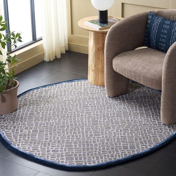 Fifth Avenue 5 ft. x 5 ft. Specialty Gray/Blue Abstract Tile Area Rug