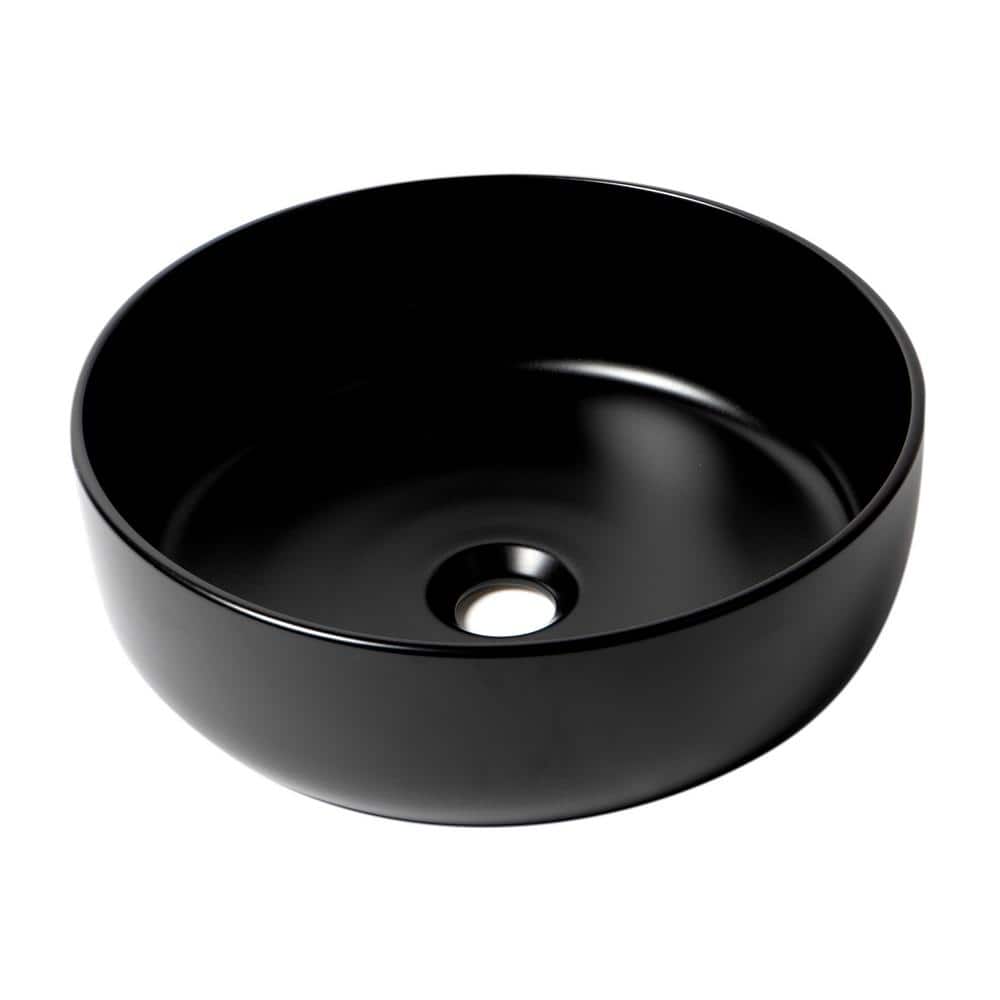 Black Matte Round Ceramic Above Mount Bathroom Sink
