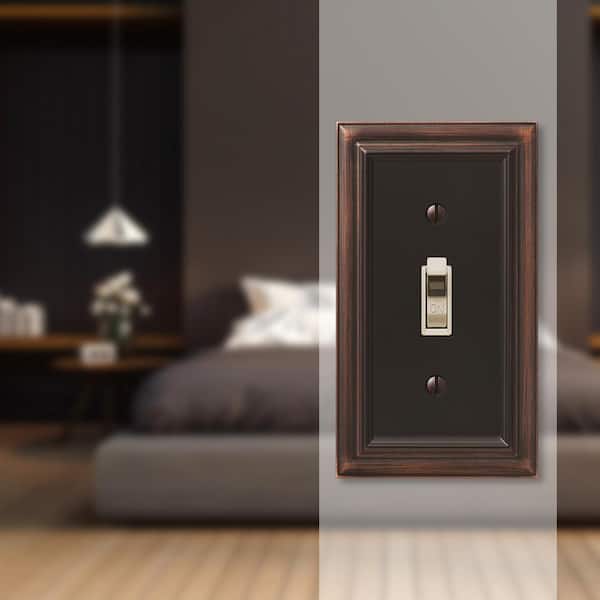 Continental 1 Gang Toggle Metal Wall Plate - Aged Bronze