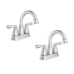 Banbury 4 in. Centerset Double Handle Bathroom Faucet in Chrome (2-Pack)