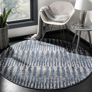 Galaxy Navy/Light Gray 5 ft. x 5 ft. Round Abstract Area Rug