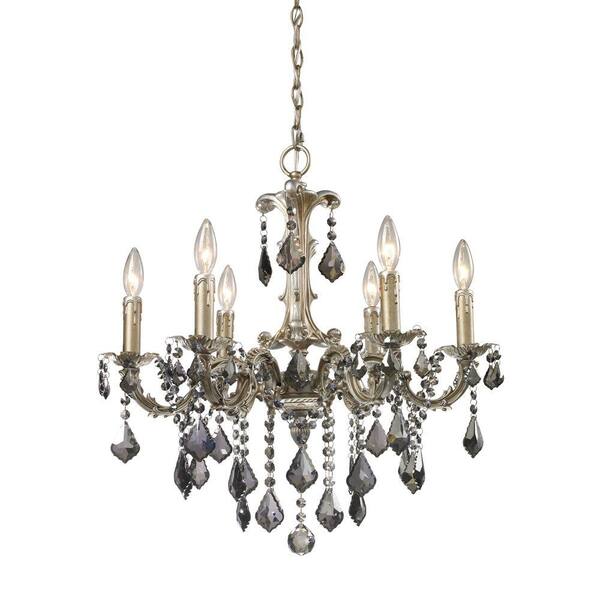 Titan Lighting 6-Light Ceiling-Mount Weathered Silver Chandelier-DISCONTINUED