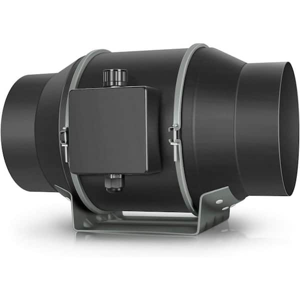 6 in. 370 CFM Duct Inline Ventilation Fan in Black with Speed Controller - Exhaust Blower for Grow Tent, Greenhouses