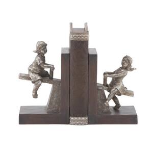 Brown Polystone Eclectic People Bookends 4 in. x 6 in. (Set of 2)