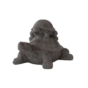 18.9 in. L Light Grey MGO Mother and Baby Turtle Statue, Indoor Outdoor Decor, Polystone Turtle Garden Statue, 2-Tier