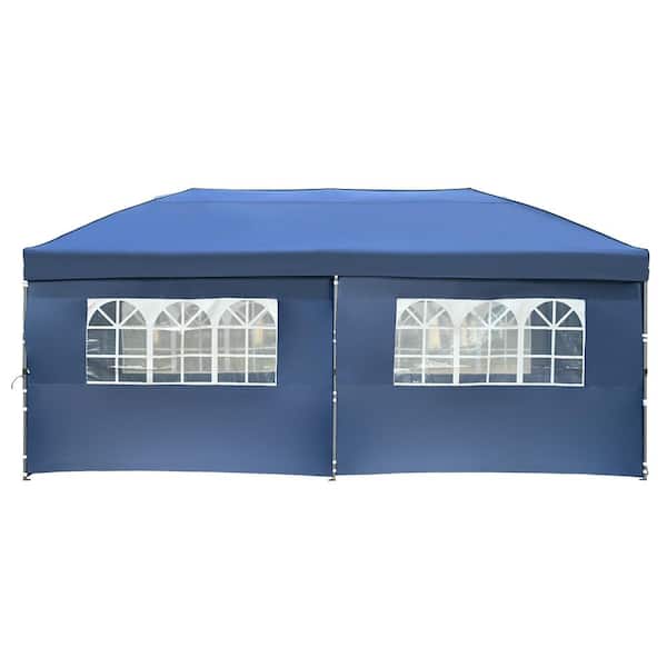 10 ft. x 20 ft. Navy Blue Pop Up Canopy Tent with Sidewalls for Backyard Wedding and Party
