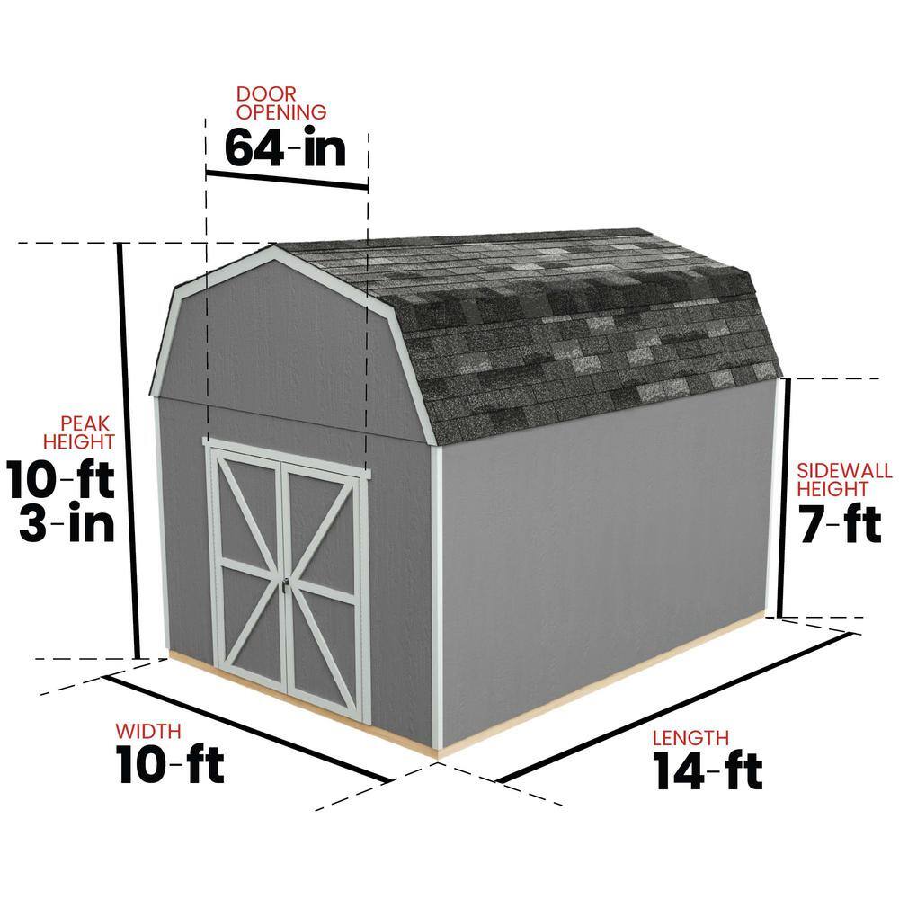Braymore 10 ft. x 14 ft. Blue Wood Storage Shed with Floor