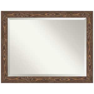 Bridge Brown 46 in. W x 36 in. H Wood Framed Beveled Bathroom Vanity Mirror in Brown