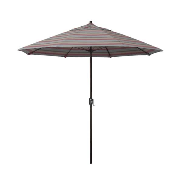 California Umbrella 7.5 ft. Bronze Aluminum Market Patio Umbrella with Fiberglass Ribs and Auto Tilt in Gateway Blush Sunbrella