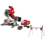 M18 FUEL 18V Lithium-Ion Brushless Cordless 10 in. Dual Bevel Sliding Compound Miter Saw Kit with Miter Saw Stand