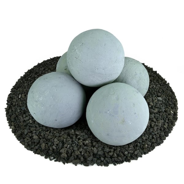 Unbranded 6 in. Set of 5 Ceramic Fire Balls in Pewter Gray