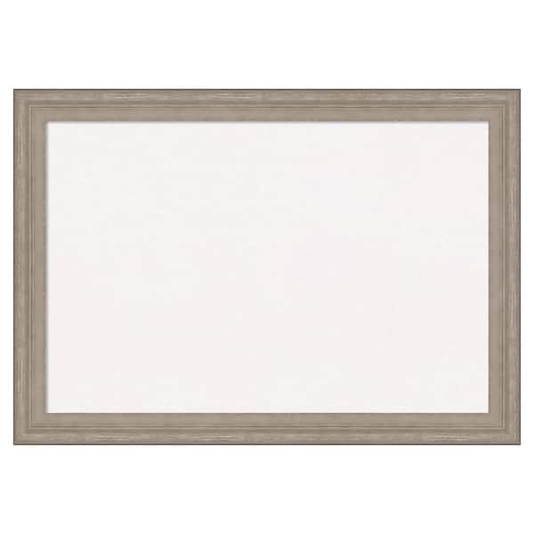 Amanti Art Curve Grey wash Wood White Corkboard 27 in. x 19 in. Bulletin Board Memo Board