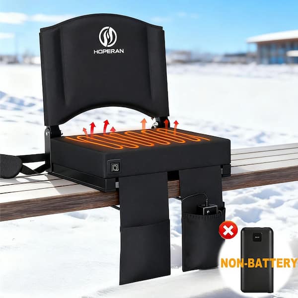 Heated Lightweight Stadium Bleacher Seat with Back Support, 3-Level Adjustable Heating with Cushion and Shoulder Strap