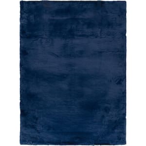 Piper Navy 5 ft. x 7 ft. Solid Polyester Area Rug